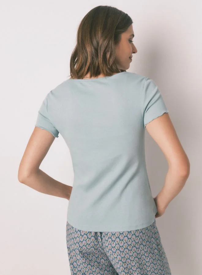 women'secret Green Cotton Short Sleeve Sleeved T-Shirt