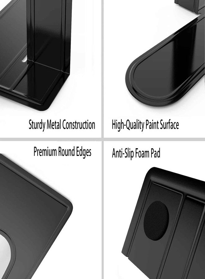 Optomni Bookends, Book End Supports Heavy Duty Metal Bookend Support, Book Ends Supports for Shelves Decor Home Office School (2 Pairs/4 Pieces, Black) - Image 5