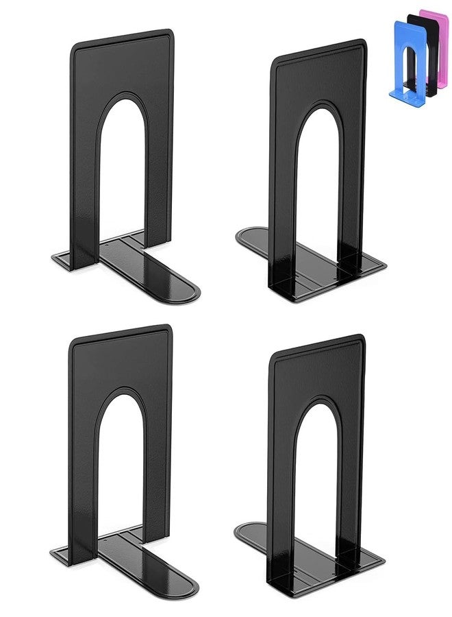 Optomni Bookends, Book End Supports Heavy Duty Metal Bookend Support, Book Ends Supports for Shelves Decor Home Office School (2 Pairs/4 Pieces, Black) - Image 1