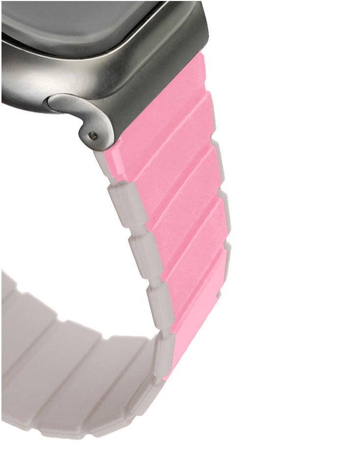 Maxwell Electronics - Maxwell Titan Series Smart Watch Magnetic Band Compatible with Apple Watch 42mm to 44mm Magnetic Watch Strap Silicone Band for Women and Men Unisex Strap Band (Pink/Starlight) - Image 1