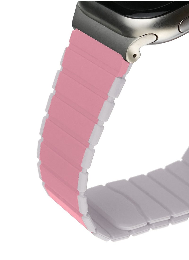Maxwell Electronics - Maxwell Titan Series Smart Watch Magnetic Band Compatible with Apple Watch 42mm to 44mm Magnetic Watch Strap Silicone Band for Women and Men Unisex Strap Band (Pink/Starlight) - Image 1