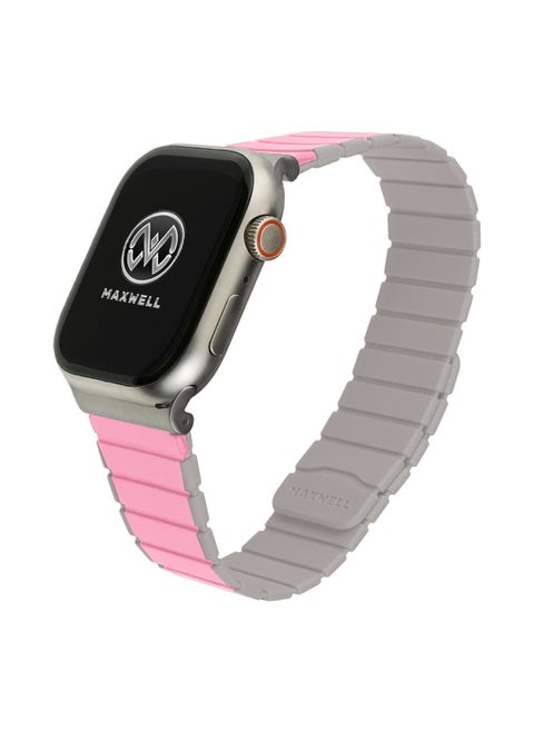 Maxwell Titan Series Smart Watch Magnetic Band Compatible with Apple Watch 42mm to 44mm Magnetic Watch Strap Silicone Band for Women and Men Unisex Strap Band (Pink/Starlight)