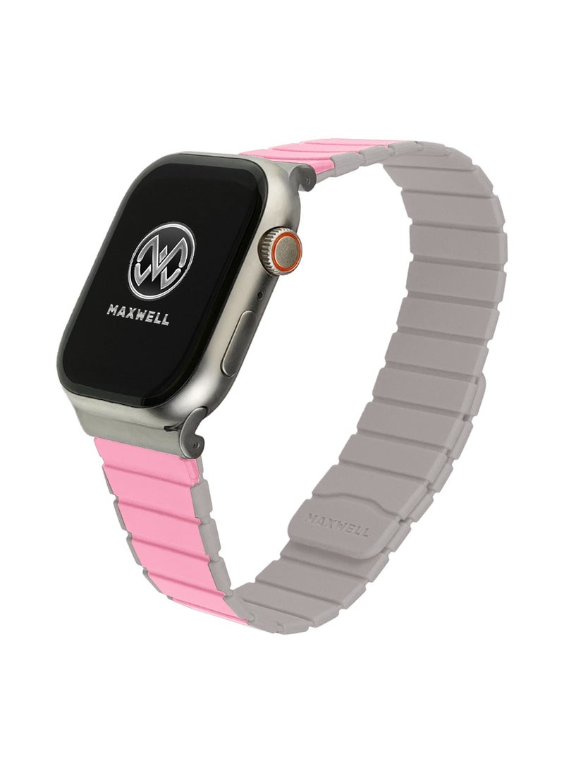 Maxwell Electronics - Maxwell Titan Series Smart Watch Magnetic Band Compatible with Apple Watch 42mm to 44mm Magnetic Watch Strap Silicone Band for Women and Men Unisex Strap Band (Pink/Starlight) - Image 1