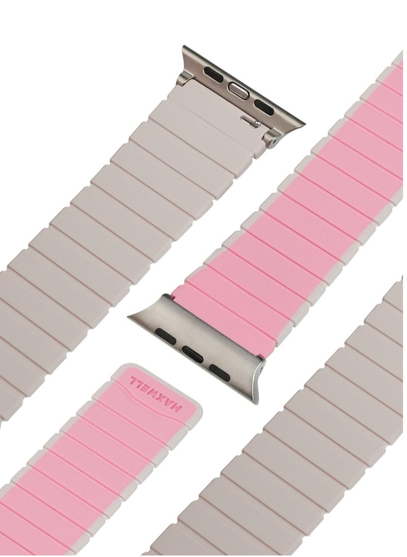 Maxwell Electronics - Maxwell Titan Series Smart Watch Magnetic Band Compatible with Apple Watch 42mm to 44mm Magnetic Watch Strap Silicone Band for Women and Men Unisex Strap Band (Pink/Starlight) - Image 1