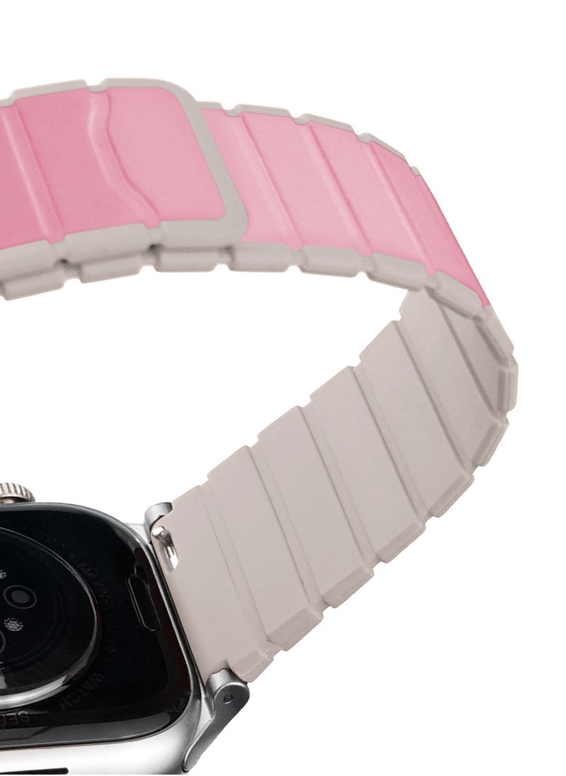 Maxwell Electronics - Maxwell Titan Series Smart Watch Magnetic Band Compatible with Apple Watch 42mm to 44mm Magnetic Watch Strap Silicone Band for Women and Men Unisex Strap Band (Pink/Starlight) - Image 1