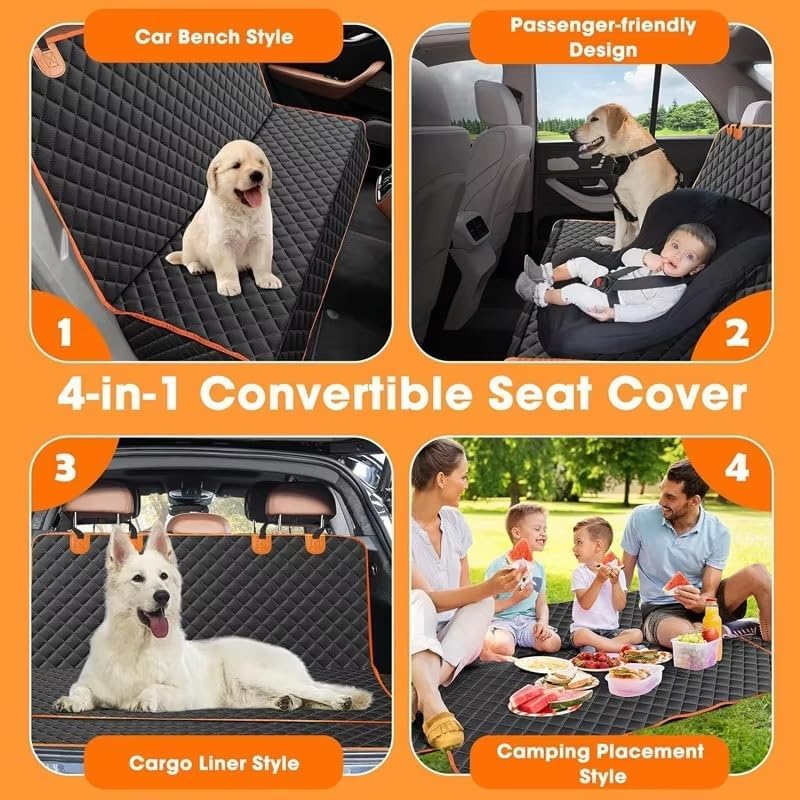 Dog Car Seat Cover for 2016-2025 Toyota Tacoma, Pet Back Seat Protector Heavy-Duty Nonslip Bench Guard Scratchproof Durable Cover - Image 3