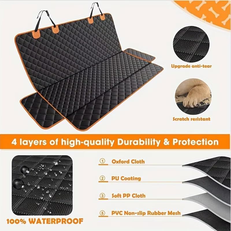 Dog Car Seat Cover for 2016-2025 Toyota Tacoma, Pet Back Seat Protector Heavy-Duty Nonslip Bench Guard Scratchproof Durable Cover - Image 4