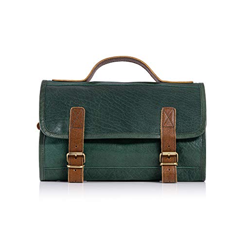 KomalC Premium Buffalo Leather Hanging Toiletry Bag Travel Dopp Kit (Green) - Image 5