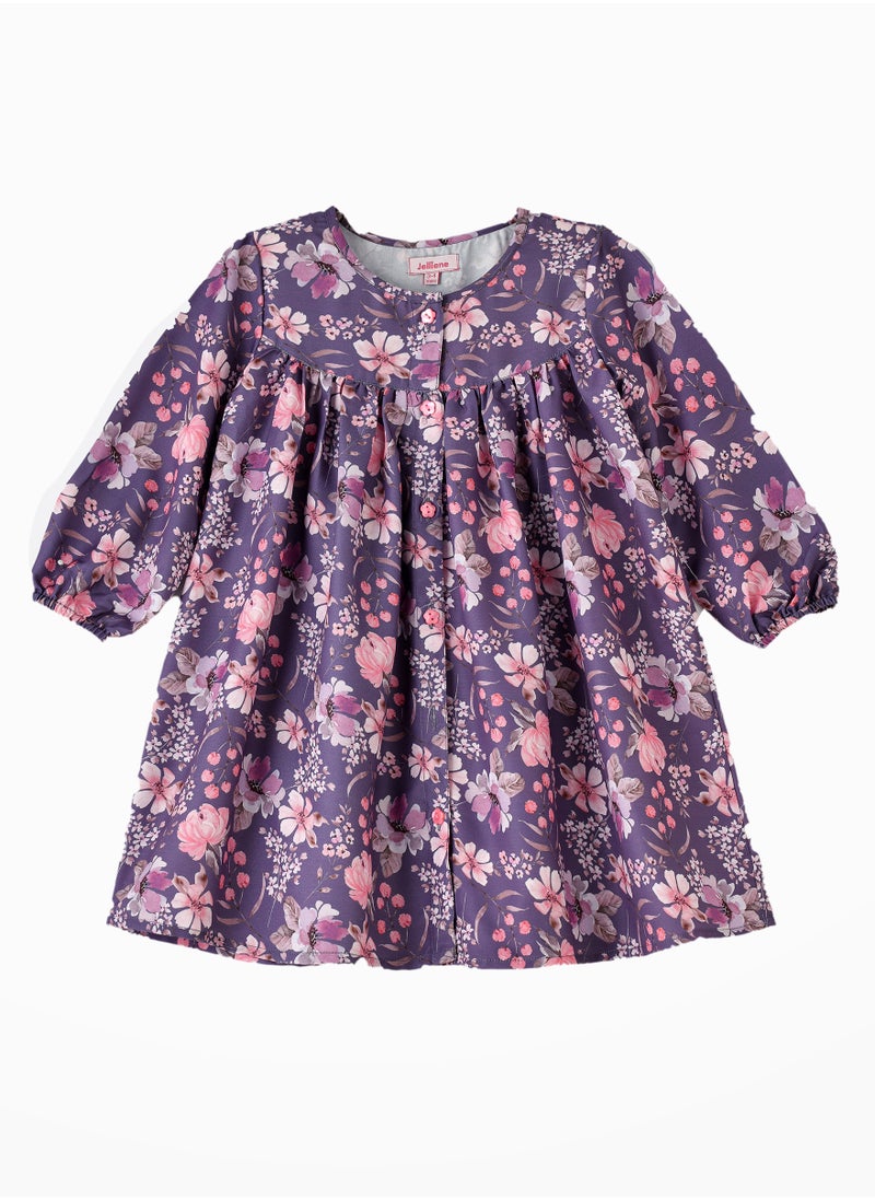 Jelliene Twirling Through Summer: Girls' Viscose Floral Sundress  - Image 1