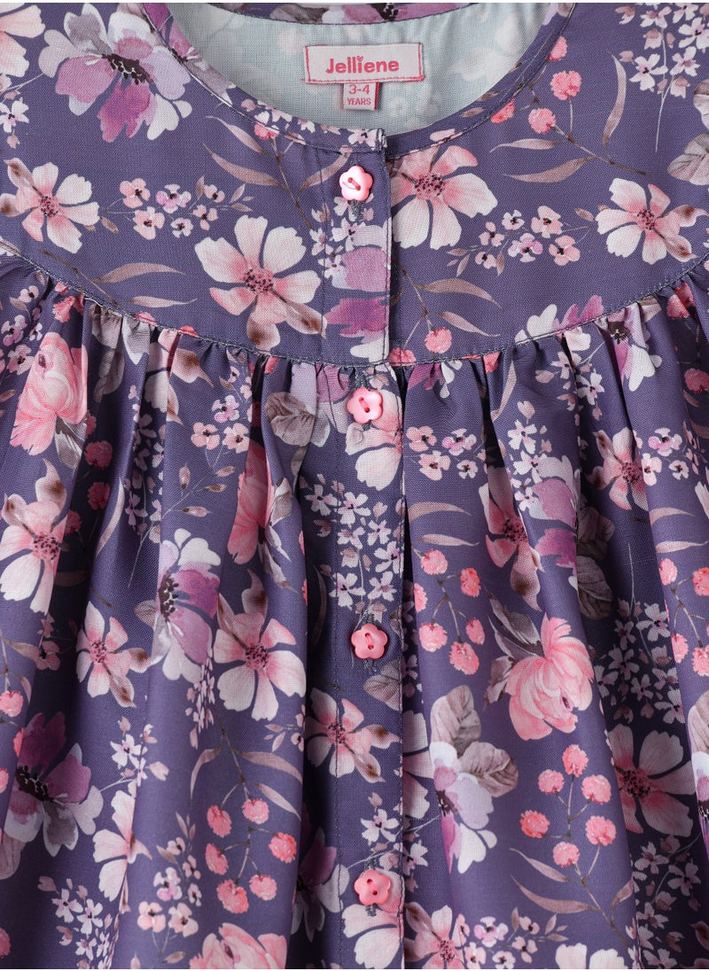 Jelliene Twirling Through Summer: Girls' Viscose Floral Sundress  - Image 3