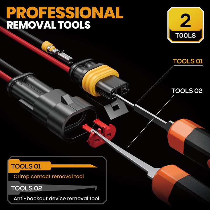 SOMELINE Crimping Tool Kit, Waterproof Automotive Electrical Connectors (1/2/3/4/5/6 Pin), 22â€“14 AWG Ratchet Crimper & Terminal Removal Tools for Car/Motorcycle/Boat - Image 5