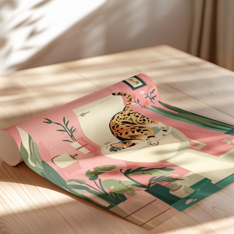 TNESSENTIAL Bengal Cat Bathroom Set of 2 Prints Poster or Canvas, Botanical Art Bathroom Wall Decor, Minimalist Boho Funny Cat Wall Art, Cat Lovers Gift - Image 2