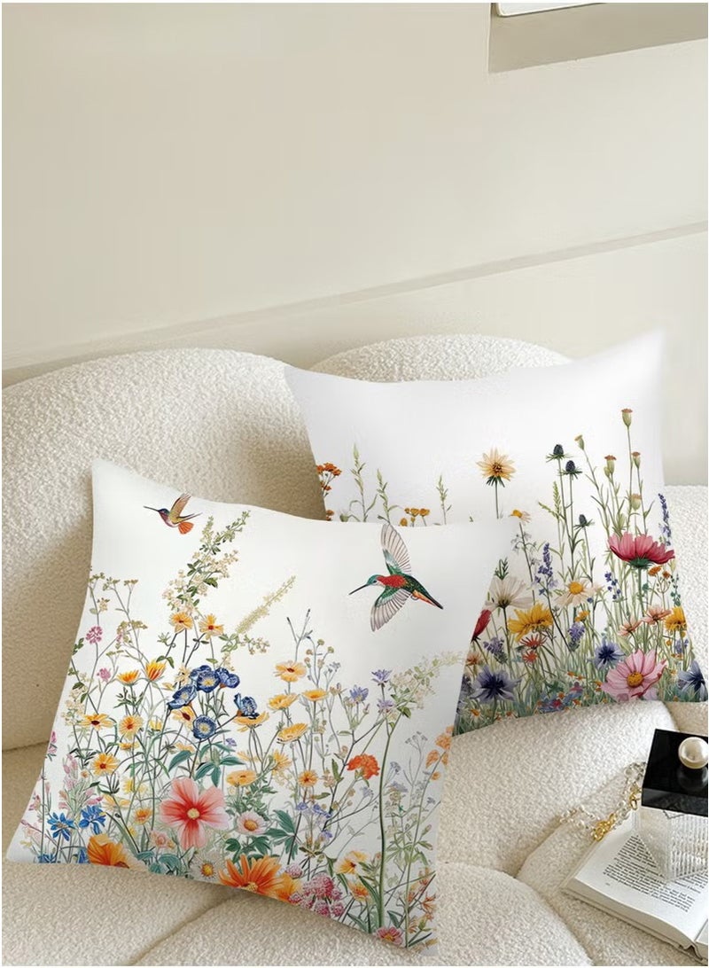 JOGAMS Set of 4 Throw Pillow Cover Decorative Birds and Plant Cushion Covers 45cm x 45cm for Living Room Sofa Couch Bed Pillowcases Double Sided Pattern - Image 5