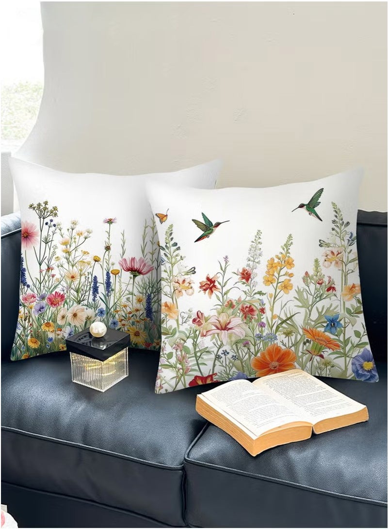 JOGAMS Set of 4 Throw Pillow Cover Decorative Birds and Plant Cushion Covers 45cm x 45cm for Living Room Sofa Couch Bed Pillowcases Double Sided Pattern - Image 3