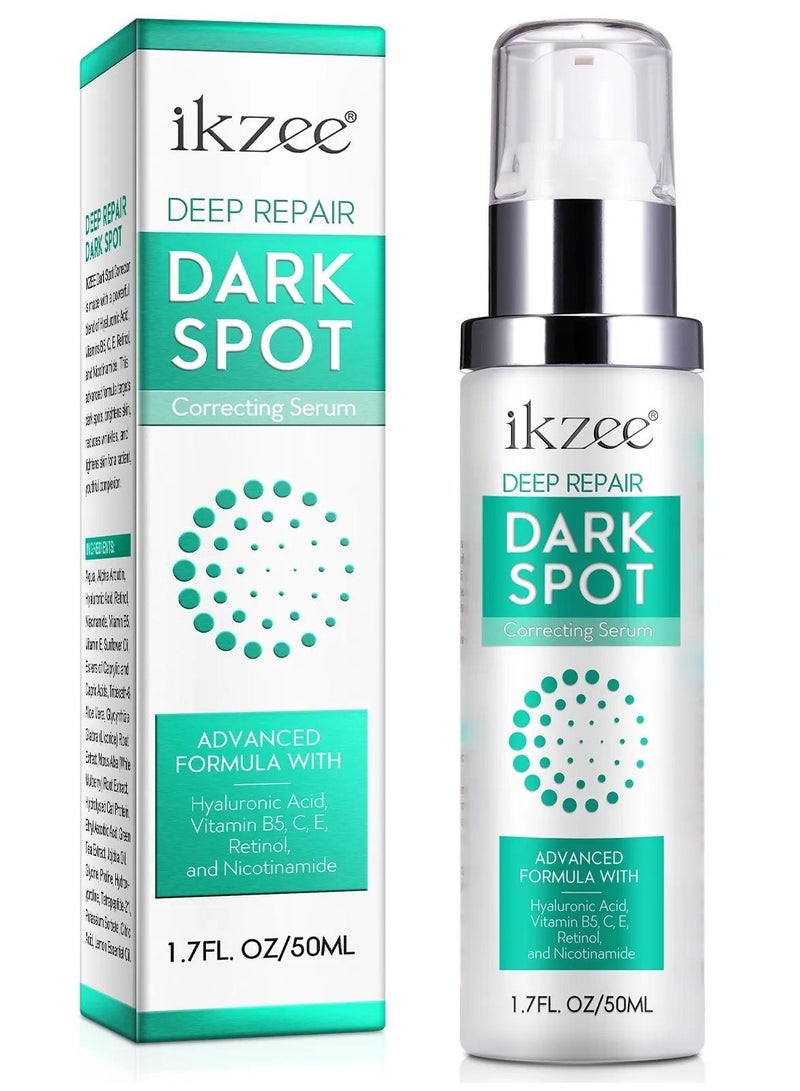 IKZEE Dark Spot Correcting Serum 50ml Deep Repair Dark Corrector Cream Brightens Skin Tone Firms Complexion Smooth Skin Enhance Texture Reduce Dark Spots with Retinol and Hyaluronic Acid - Image 1
