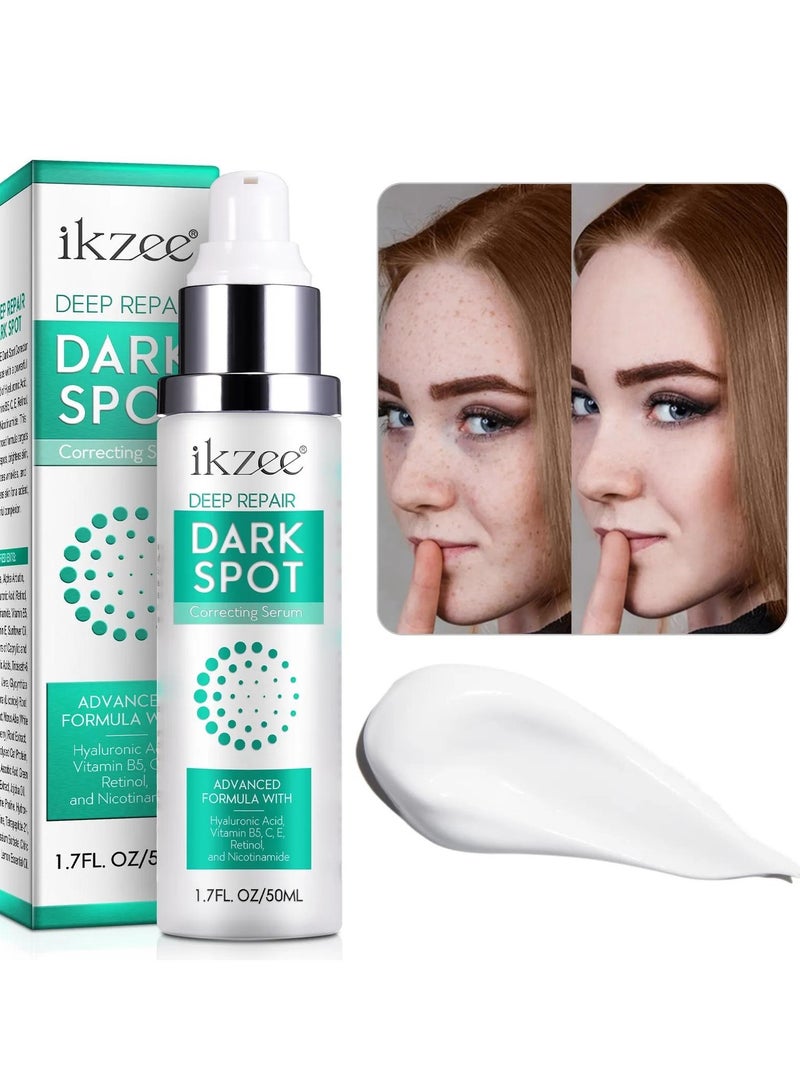 IKZEE Dark Spot Correcting Serum 50ml Deep Repair Dark Corrector Cream Brightens Skin Tone Firms Complexion Smooth Skin Enhance Texture Reduce Dark Spots with Retinol and Hyaluronic Acid - Image 2