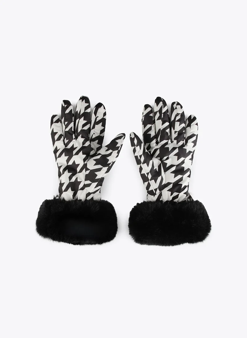 Lola Casademunt Houndstooth bow gloves