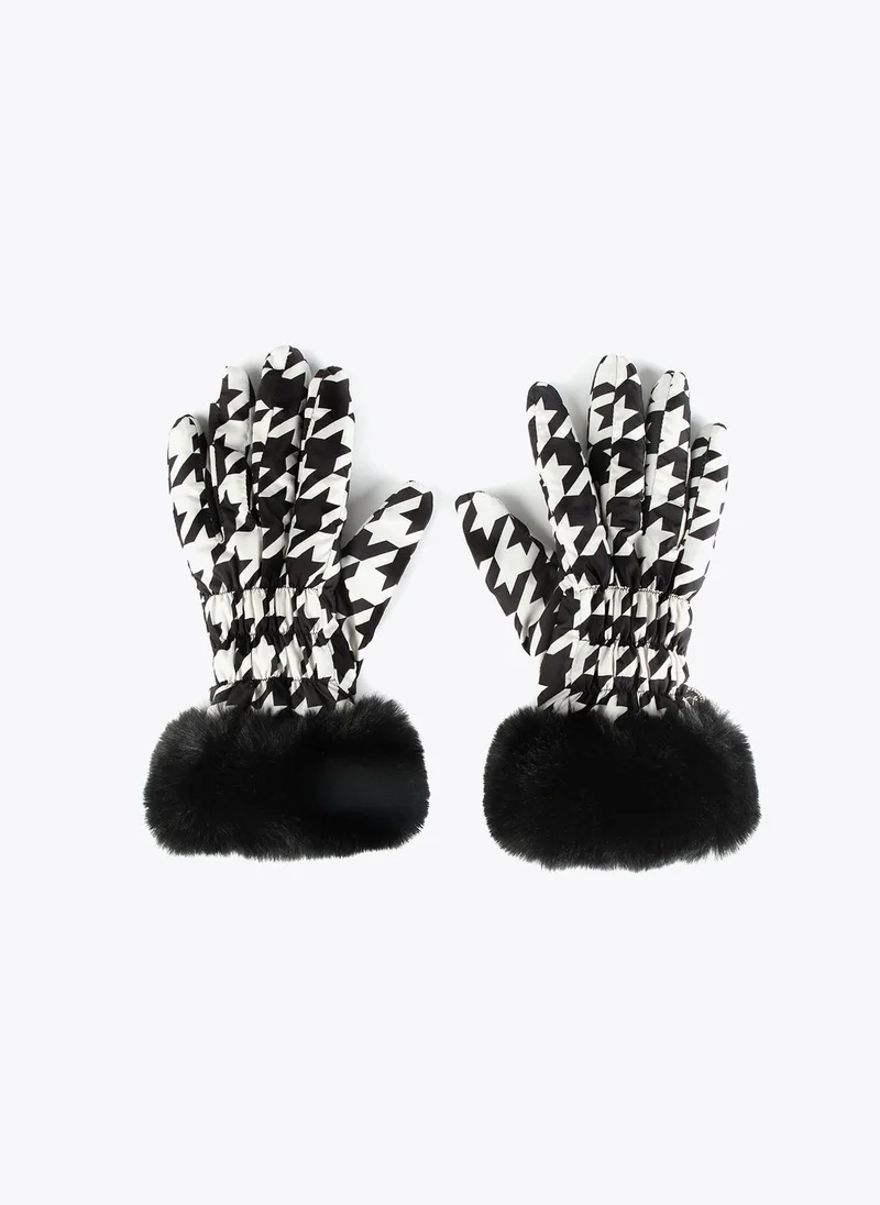 Lola Casademunt Houndstooth bow gloves