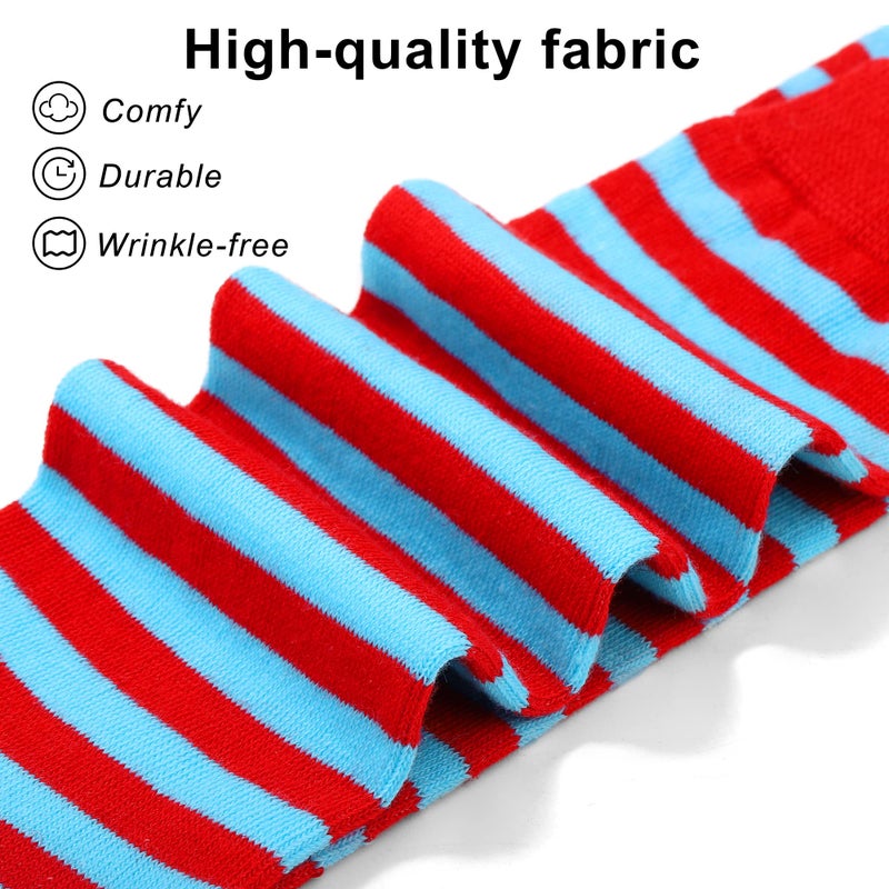 SOMSOC 2 Pairs Kids Red and Light Blue Striped Knee High Socks Toddler Sock Girl Socks Novelty Striped Sock for Boy Girl - Image 4