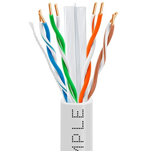 Cmple - Cat6 Cable 1000ft Bulk Lan Ethernet Cat 6 Wire Network UTP 23AWG CMR Riser 10Gbps 550 MHz Pull Box 1000 Feet, White - Image 2