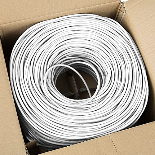 Cmple - Cat6 Cable 1000ft Bulk Lan Ethernet Cat 6 Wire Network UTP 23AWG CMR Riser 10Gbps 550 MHz Pull Box 1000 Feet, White - Image 5
