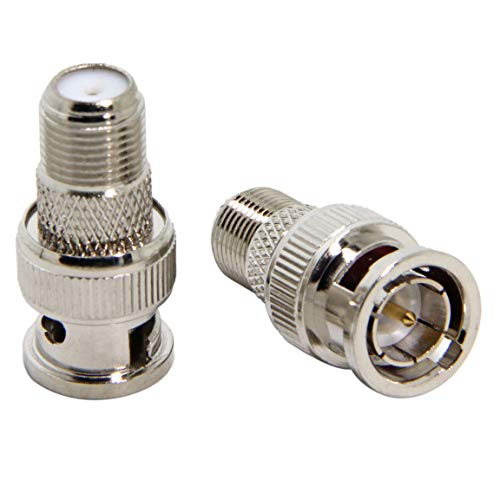 RFAdapter F to BNC Connector, 2-Pack BNC Male to F Female Coax Adapter 75 Ohm, RG6, RG59 Connector for Scanner and Camera, Cannot Be Used on TVS, Antennas or Computers - Image 1