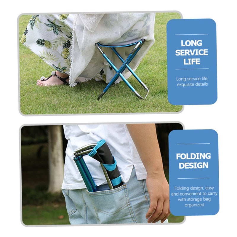 Portable Folding Stool Lightweight Mini Chair For Camping Fishing Beach Outdoor Blue - Image 5