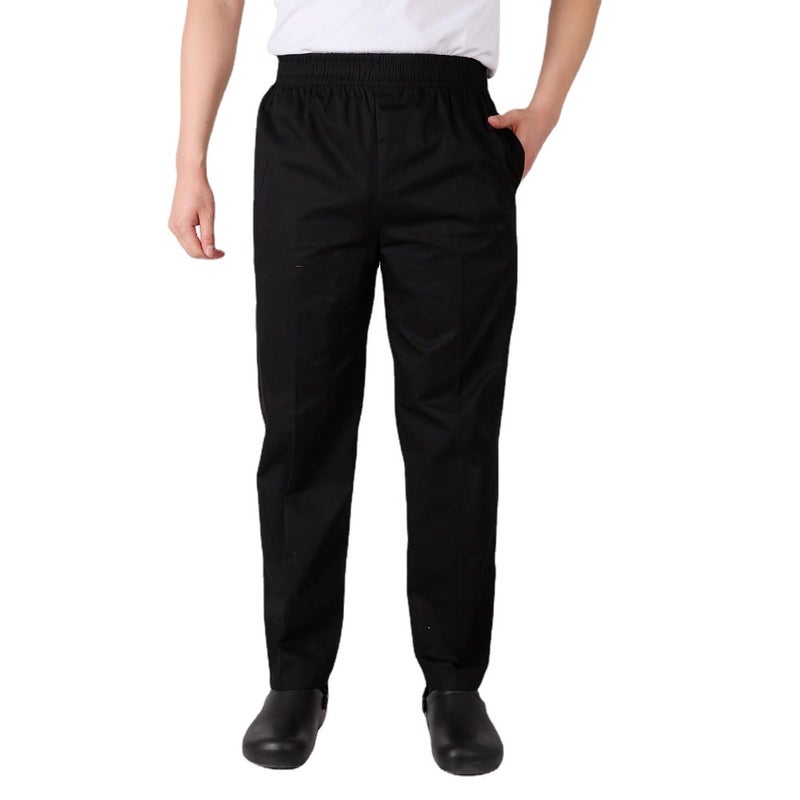 Summer Black Work Pants Men'S Loose Kitchen Waiter Work Elastic Waist Breathable Canteen Chef Pants - Image 5