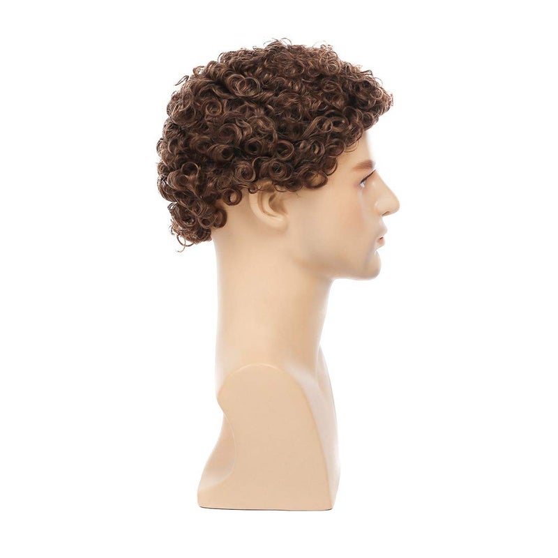 Swiking Mens Brown Afro Curly Wig for Male Guy Rocker Wig California Halloween Cosplay Costume Full Wigs - Image 5