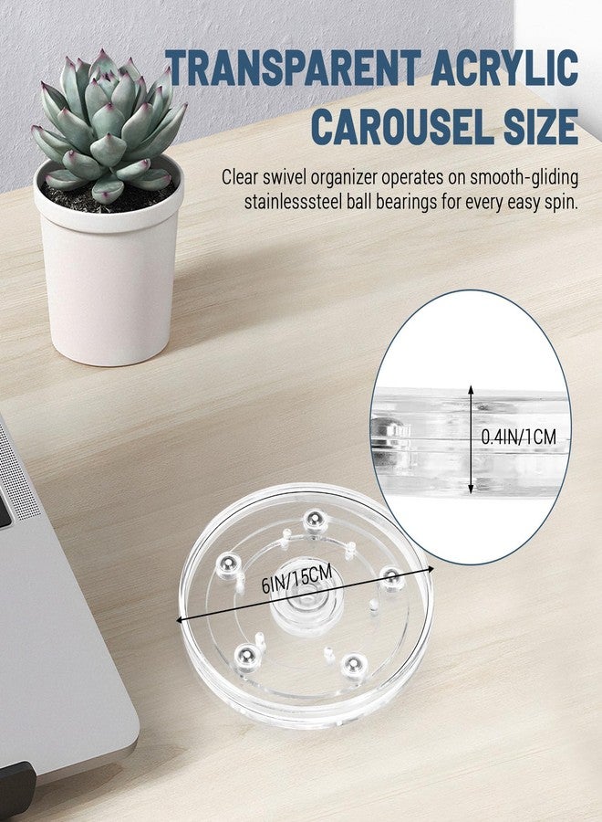 Bagentry 4 Inch Plastic Lazy Susan Turntable, 360° Tiny Clear Turntable Organizer, Transparent Ball Bearing Rotating Swivel Spinning Tray Plate for Refrigerator Table Spice Cake - Image 2