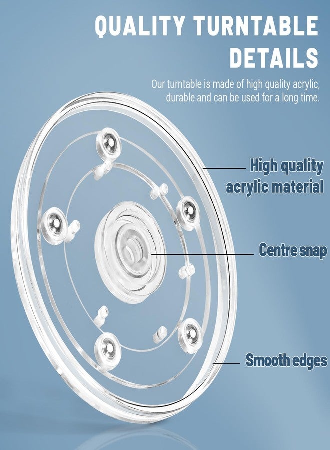 Bagentry 4 Inch Plastic Lazy Susan Turntable, 360° Tiny Clear Turntable Organizer, Transparent Ball Bearing Rotating Swivel Spinning Tray Plate for Refrigerator Table Spice Cake - Image 3