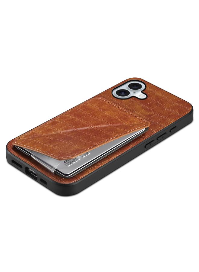 S-TOP Case For iPhone 16 Plus Imitation Crocodile Leather Back Phone Case with Holder - Image 5