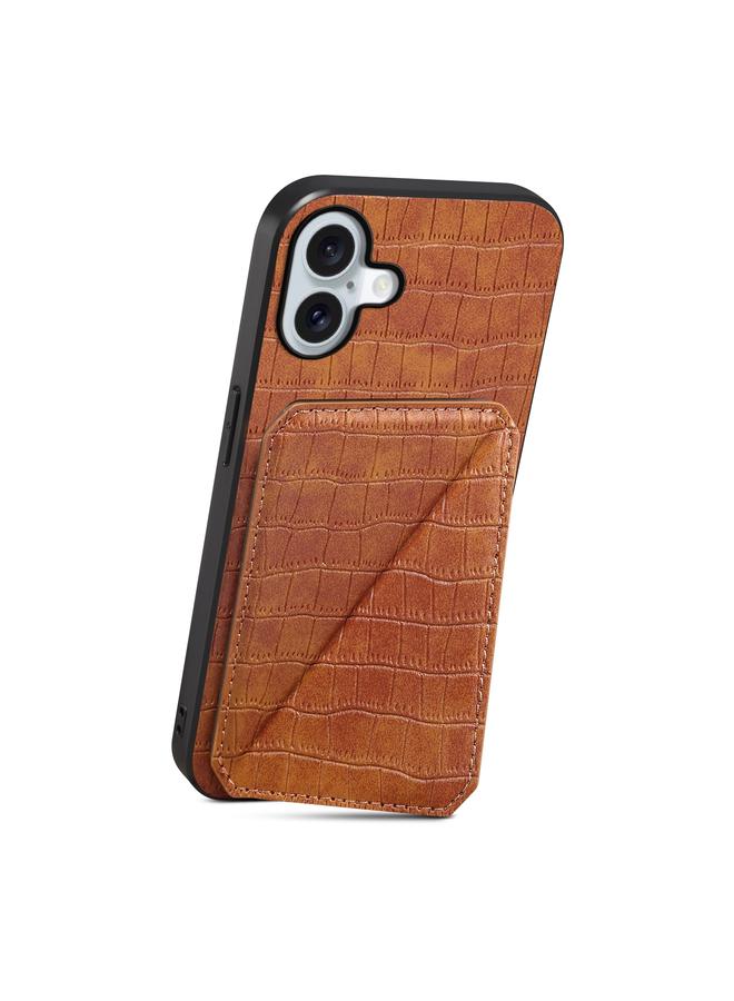 S-TOP Case For iPhone 16 Plus Imitation Crocodile Leather Back Phone Case with Holder - Image 3