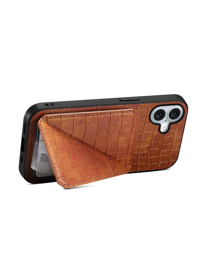 S-TOP Case For iPhone 16 Plus Imitation Crocodile Leather Back Phone Case with Holder - Image 4