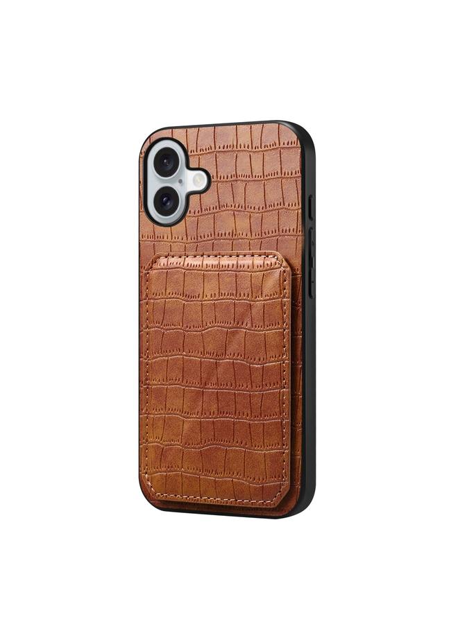 S-TOP Case For iPhone 16 Plus Imitation Crocodile Leather Back Phone Case with Holder - Image 1