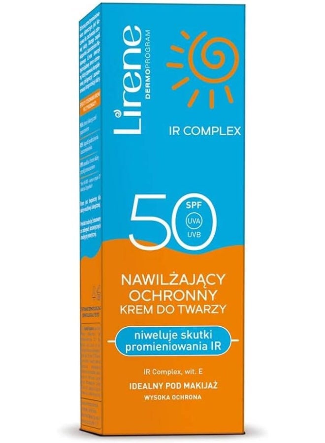 LIRENE كريم وجه مرطب وحامي معقد IR، SPF 50 | يقضي على آثار الإشعاع | 40 مل