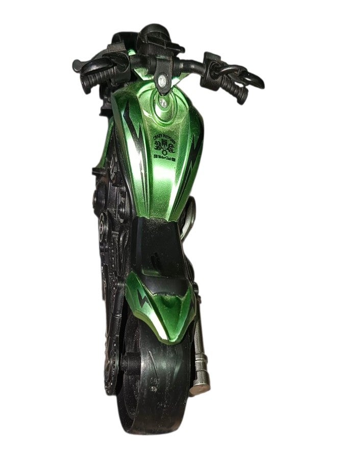 ONE POINT COLLECTIONS Die-Cast Metal Motorcycle Toy – Green Sports Cruiser Bike Model with Realistic Detailing, Pull Back Action, and Alloy Body – Collectible Toy for Kids & Bike Enthusiasts - Image 3