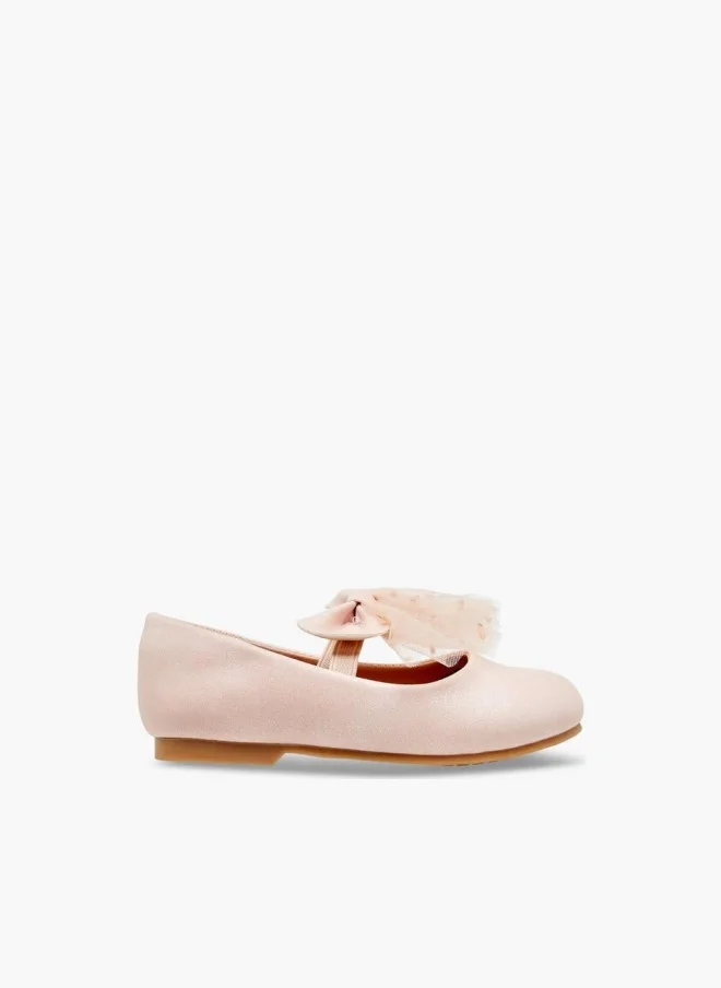 جونيورز Bow Accent Slip-On Ballerina Shoes With Elastic Strap