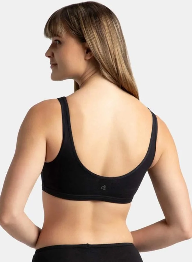 Take Two Black Seamless Non Wired Non Padded Comfort Bra By Lazzycat