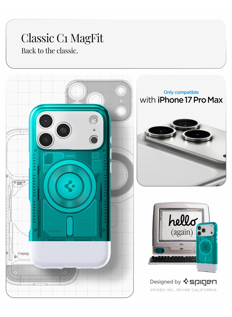 Spigen Classic C1 MagFit for iPhone 17 Pro MAX Case Cover with MagSafe & Extreme Protection Tech - Bondi Blue - Image 2