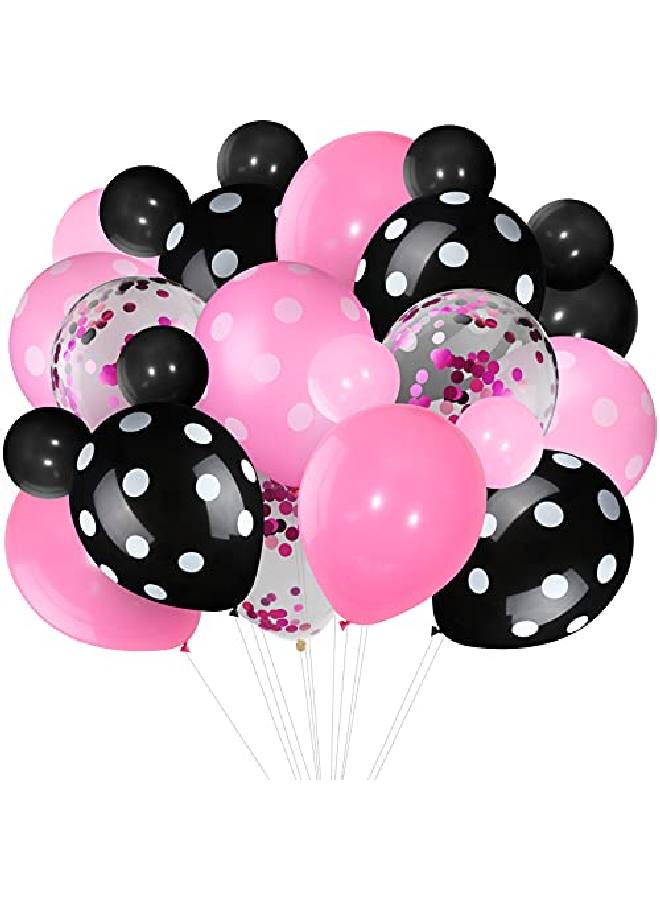 Skylety 75 قطعة بالونات ملونة على شكل فئران بالونات كونفيتي بالونات بنقاط بولكا بالونات لاتكس لزينة حفلات الهالوين عيد الميلاد الزفاف عيد الميلاد زينة الحفلات (وردي وأسود) - Image 1
