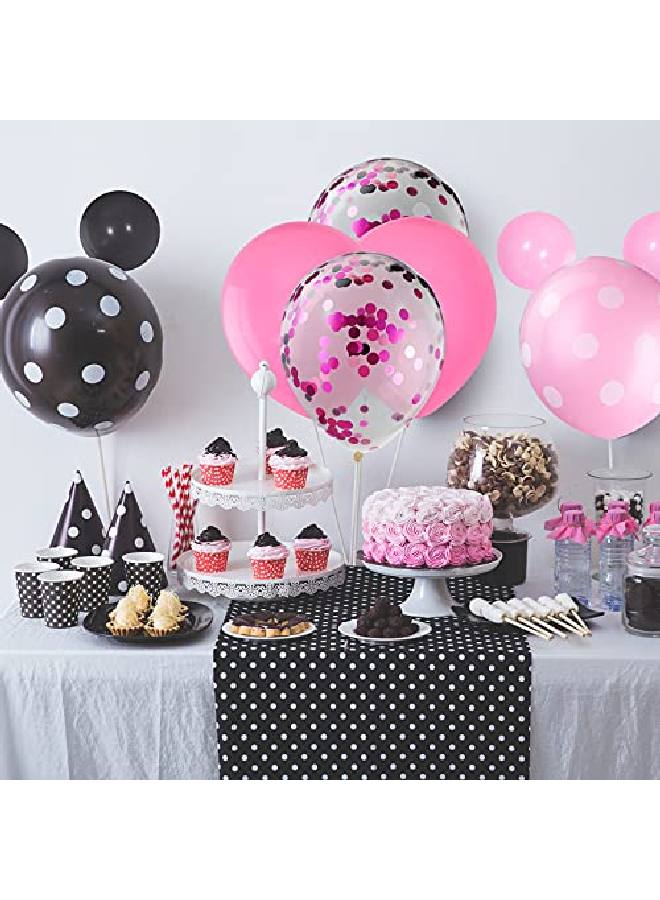 Skylety 75 قطعة بالونات ملونة على شكل فئران بالونات كونفيتي بالونات بنقاط بولكا بالونات لاتكس لزينة حفلات الهالوين عيد الميلاد الزفاف عيد الميلاد زينة الحفلات (وردي وأسود) - Image 5