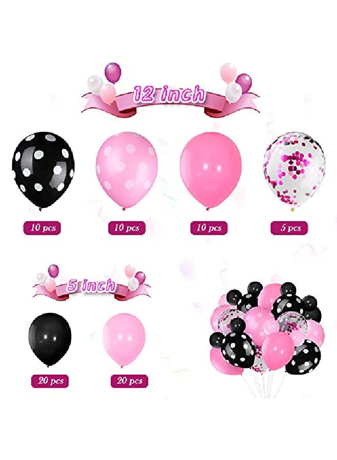 Skylety 75 قطعة بالونات ملونة على شكل فئران بالونات كونفيتي بالونات بنقاط بولكا بالونات لاتكس لزينة حفلات الهالوين عيد الميلاد الزفاف عيد الميلاد زينة الحفلات (وردي وأسود) - Image 2