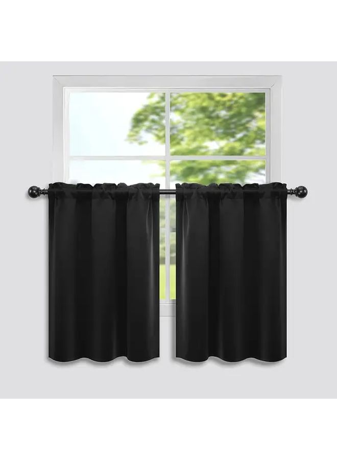 Blackout Rod Pocket Curtain 42.13 X 18.11 Inch Solid Color Privacy Drape Bathroom Balcony Cafe - Image 1