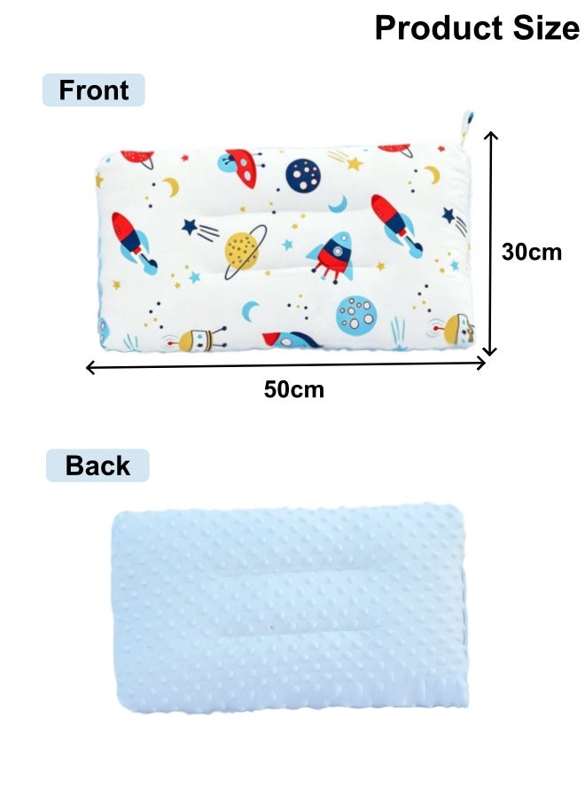 oldlaiben Baby Pillow, Pure Cotton Baby Sleeping Pillow Baby Soothing Pillow Baby Nap Pillow Soothing Touch Granular Velvet Pillow, Washable Pillow Size 30x50cm (Blue) - Image 2