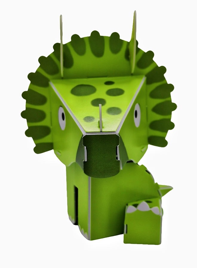 مجموعة أحجية ديناصورات الأطفال: نموذج ثلاثي الأبعاد من الورق لتريسيراتوبس - لعبة تعليمية سهلة البناء لتعزيز الذكاء المكاني - Image 4