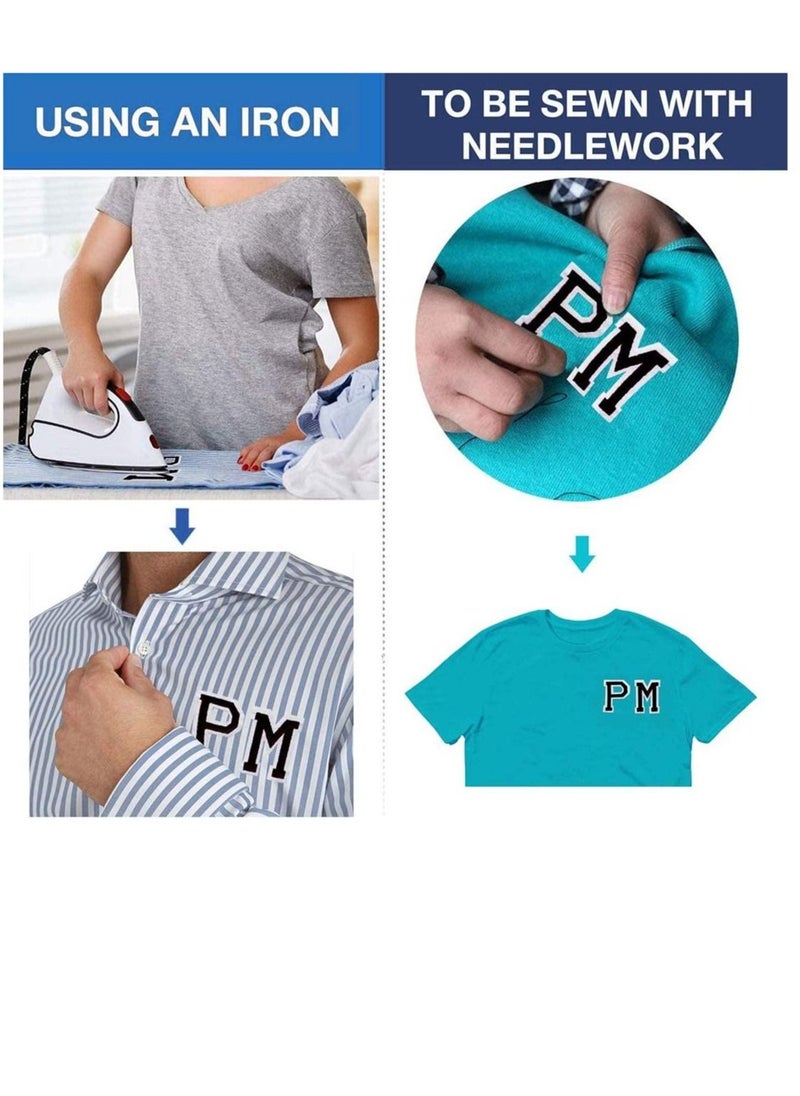 SYOSI - Letter Patches 52 Pcs Letter Iron Patches White Letter Patches Alphabet Sew Appliques with Ironed Adhesive Embroidered Patch A-Z 2 Set for Hats Shirts Jeans Bags Shoes Clothing - Image 1