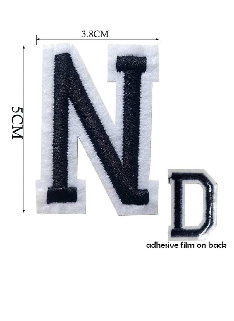 SYOSI - Letter Patches 52 Pcs Letter Iron Patches White Letter Patches Alphabet Sew Appliques with Ironed Adhesive Embroidered Patch A-Z 2 Set for Hats Shirts Jeans Bags Shoes Clothing - Image 1