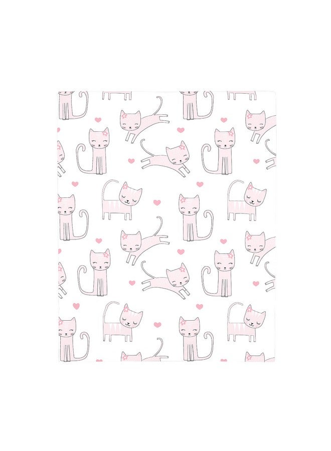 NoJo Super Soft Pink & White Purrdy Kitty Cat Fitted Crib Sheet, Pink, White - Image 2
