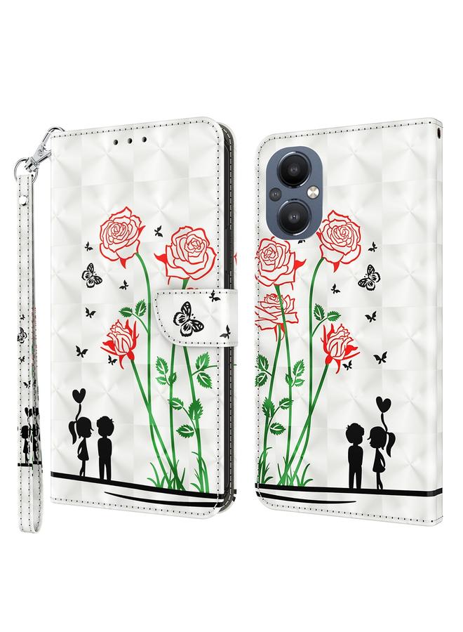 اس-توب جراب لهاتف OPPO A96 5G / Reno7 Z جراب هاتف جلدي مطلي ثلاثي الأبعاد - Image 1